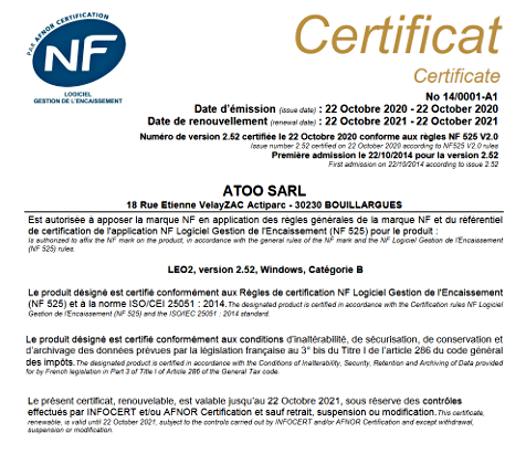 Caisse enregistreuse tactile pour restaurant certifiée NF525